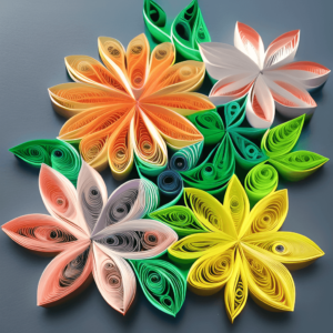 quilling flowers green yellow pink blue white paper craft